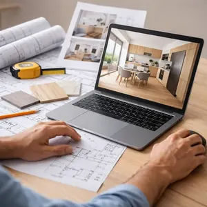 3D-suunnittelu ja kalusteluonnos tietokoneella